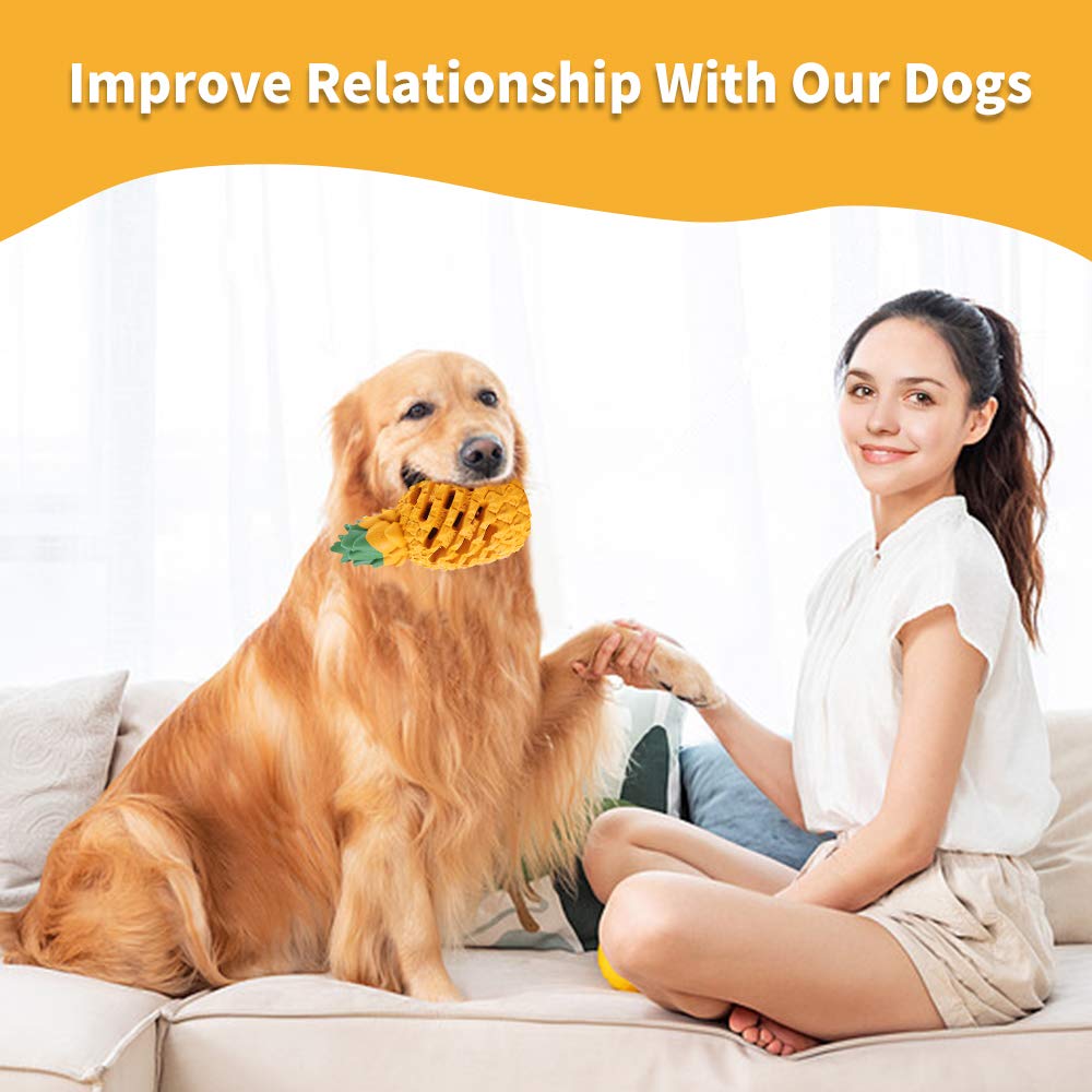 LPHSNR Pineapple Dog Toy for Large Dogs – Natural Rubber Chew Toy, Treat Dispensing, Interactive Puzzle for Medium Dogs