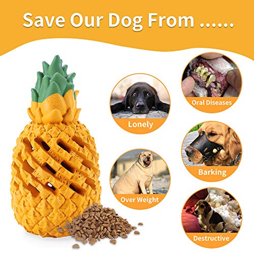 LPHSNR Pineapple Dog Toy for Large Dogs – Natural Rubber Chew Toy, Treat Dispensing, Interactive Puzzle for Medium Dogs