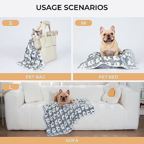 Luciphia 1 Pack of 3 Super Soft Flannel Pet Blankets - Cute Elephant Pattern, Dark Grey, Medium 30x20 inch