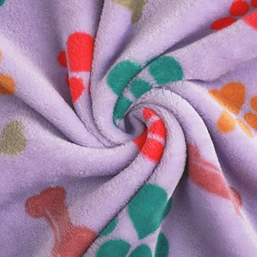 Luciphia 3 Pack Pet Blankets – Soft Coral Velvet Fleece Throw for Dogs & Cats, Paw Bone Print, Machine Washable, Medium 30x20 inches