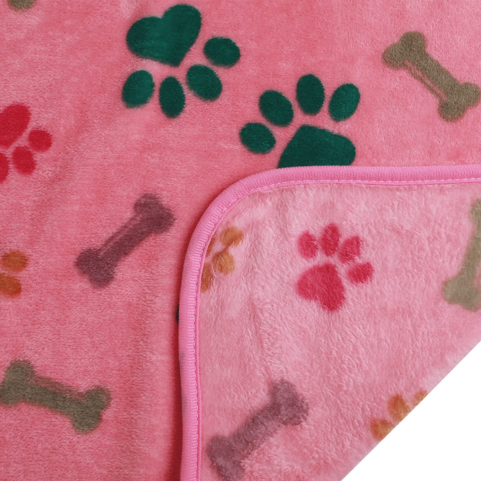 Luciphia 3 Pack Pet Blankets – Soft Coral Velvet Fleece Throw for Dogs & Cats, Paw Bone Print, Machine Washable, Medium 30x20 inches