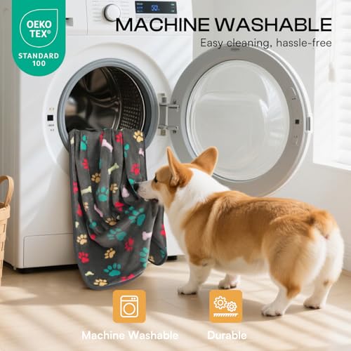 Luciphia 6-Pack Small Dog Blankets - Soft Fleece Coral Velvet Pet Blankets with Bone Print, 23x16 Inches, Machine Washable