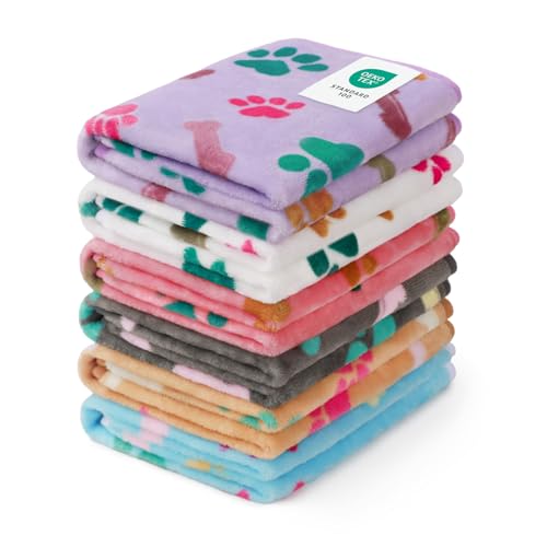 Luciphia 6-Pack Small Dog Blankets - Soft Fleece Coral Velvet Pet Blankets with Bone Print, 23x16 Inches, Machine Washable