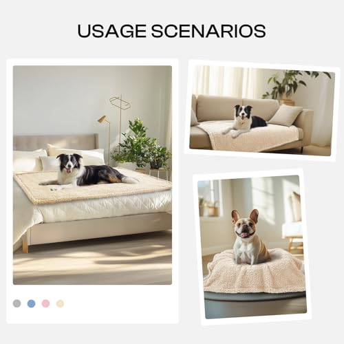 Luciphia Premium Fleece Pet Blanket for Small to Medium Dogs and Cats - 41x31 Inches, Beige, Machine Washable Furniture Protector