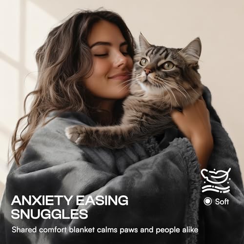 Luciphia Waterproof Pet Blanket - 40x28 Inch Liquid-Proof Couch Cover, Reversible Sherpa Fleece Furniture Protector for Dogs and Cats