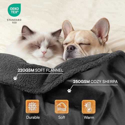 Luciphia Waterproof Pet Blanket - 40x28 Inch Liquid-Proof Couch Cover, Reversible Sherpa Fleece Furniture Protector for Dogs and Cats