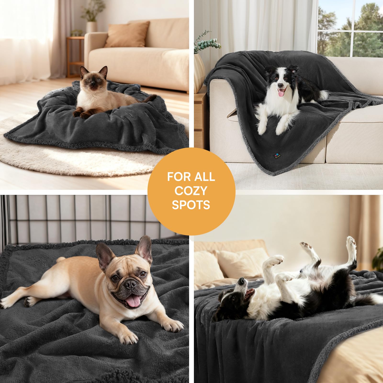 Luciphia Waterproof Pet Blanket - 40x28 Inch Liquid-Proof Couch Cover, Reversible Sherpa Fleece Furniture Protector for Dogs and Cats