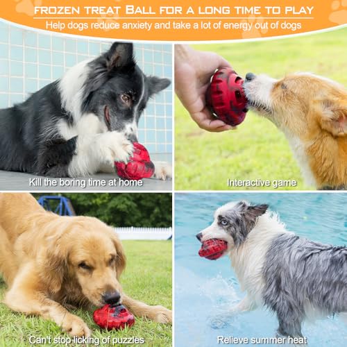 luckdoor Frozen Treat Dog Toy for Slow Feeding - Puzzle Ball for Small to Large Dogs