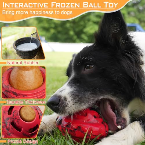 luckdoor Frozen Treat Dog Toy for Slow Feeding - Puzzle Ball for Small to Large Dogs