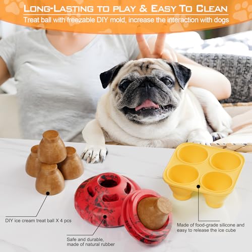 luckdoor Frozen Treat Dog Toy for Slow Feeding - Puzzle Ball for Small to Large Dogs