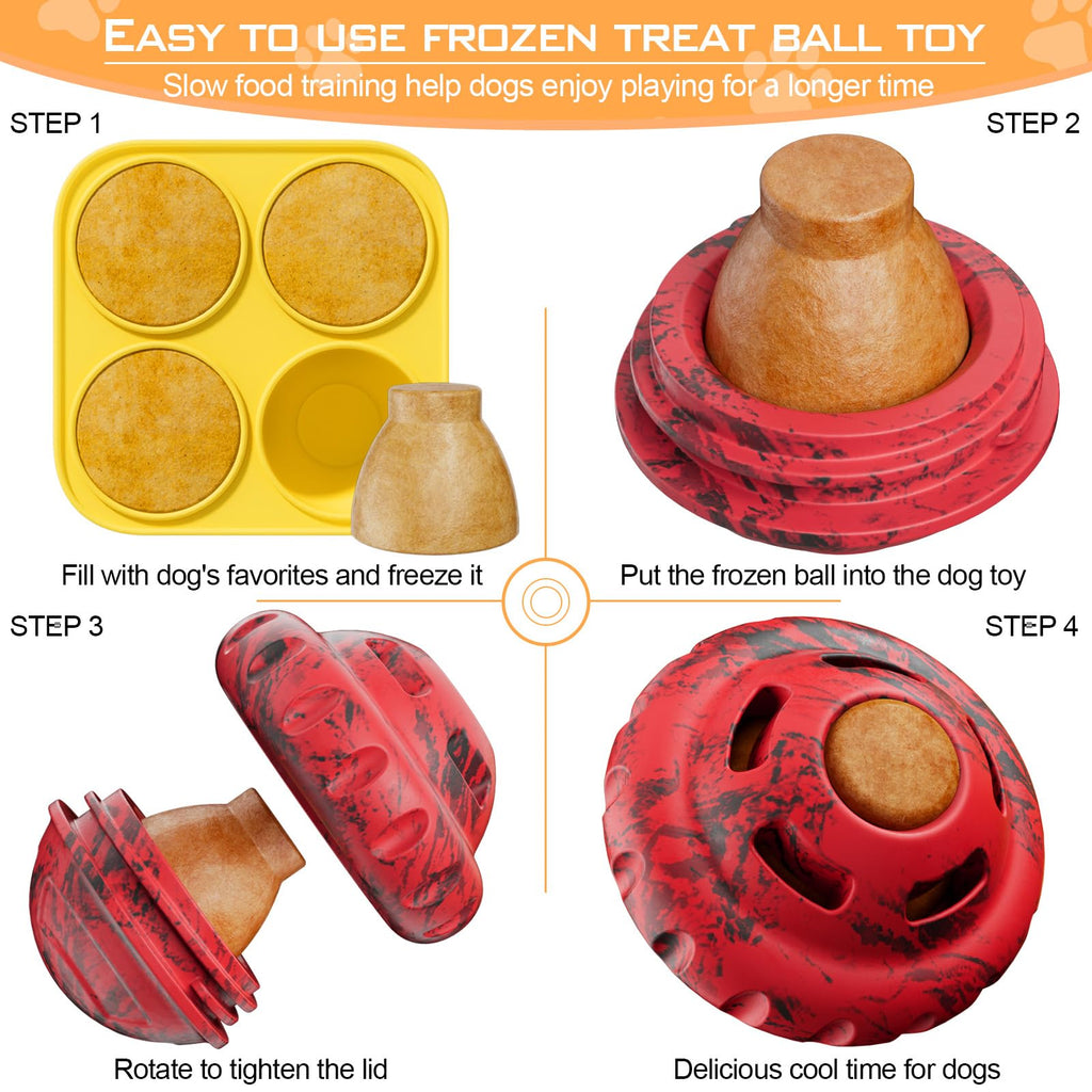 luckdoor Frozen Treat Dog Toy for Slow Feeding - Puzzle Ball for Small to Large Dogs