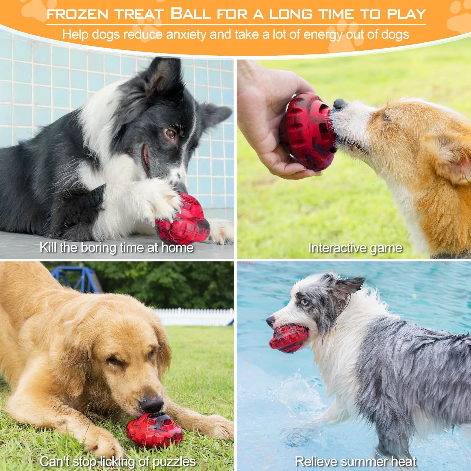 luckdoor Frozen Treat Dog Toy for Slow Feeding - Puzzle Ball for Small to Large Dogs