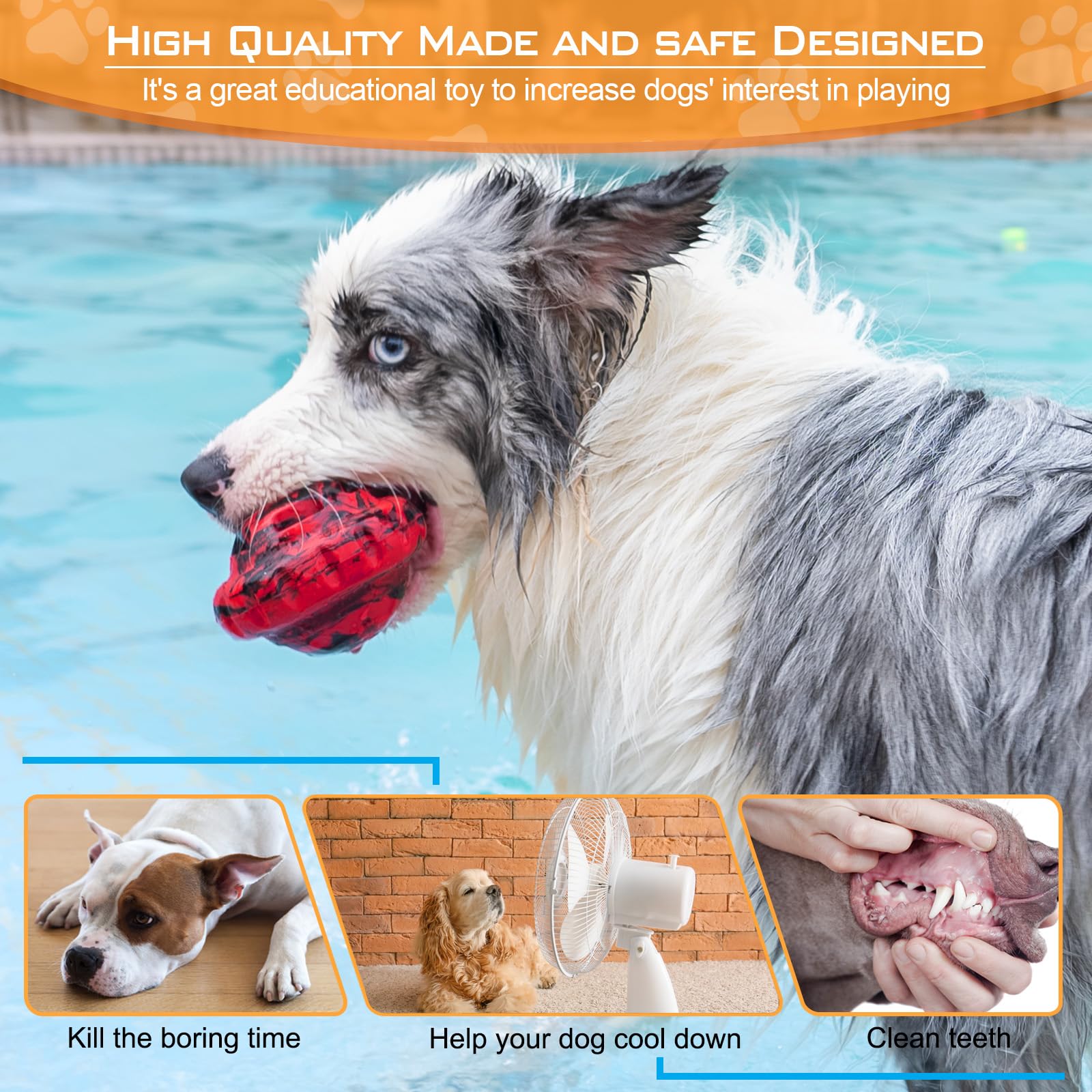 luckdoor Frozen Treat Dog Toy for Slow Feeding - Puzzle Ball for Small to Large Dogs