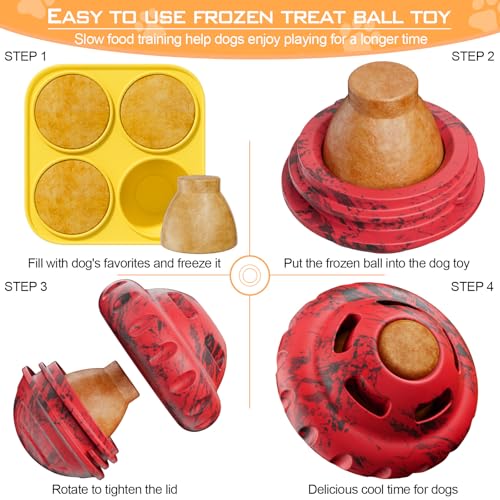 luckdoor Frozen Treat Dog Toy for Slow Feeding - Puzzle Ball for Small to Large Dogs