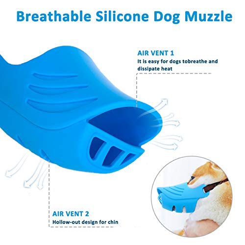LUCKYPAW Soft Silicone Dog Muzzle for Small Dogs - Blue, Size S - Anti-Barking, Biting, Chewing