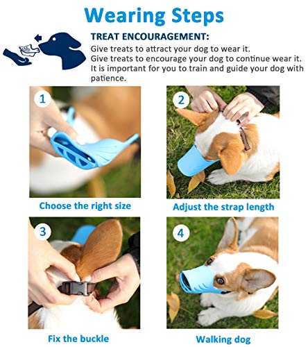 LUCKYPAW Soft Silicone Dog Muzzle for Small Dogs - Blue, Size S - Anti-Barking, Biting, Chewing