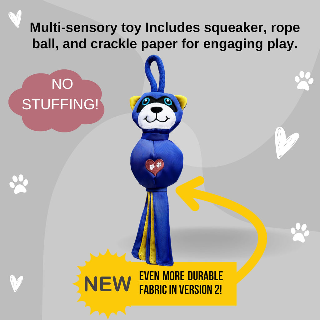 LUCOLOVE Flirt Pole Replacement Toy - Multi-Sensory Tough Tug Toy for Dogs (Raccoon)