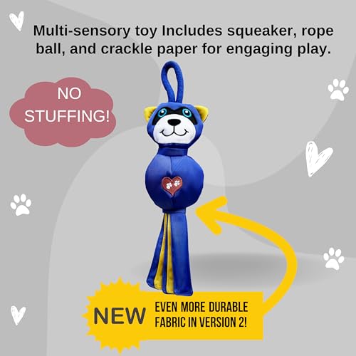 LUCOLOVE Flirt Pole Replacement Toy - Multi-Sensory Tough Tug Toy for Dogs (Raccoon)