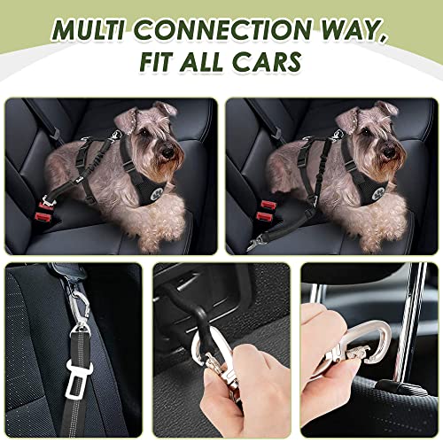 Lukovee 2-in-1 Dog Car Harness and Seat Belt – Mesh Vest with Elastic Tether for Small to Large Dogs (Black, Medium)