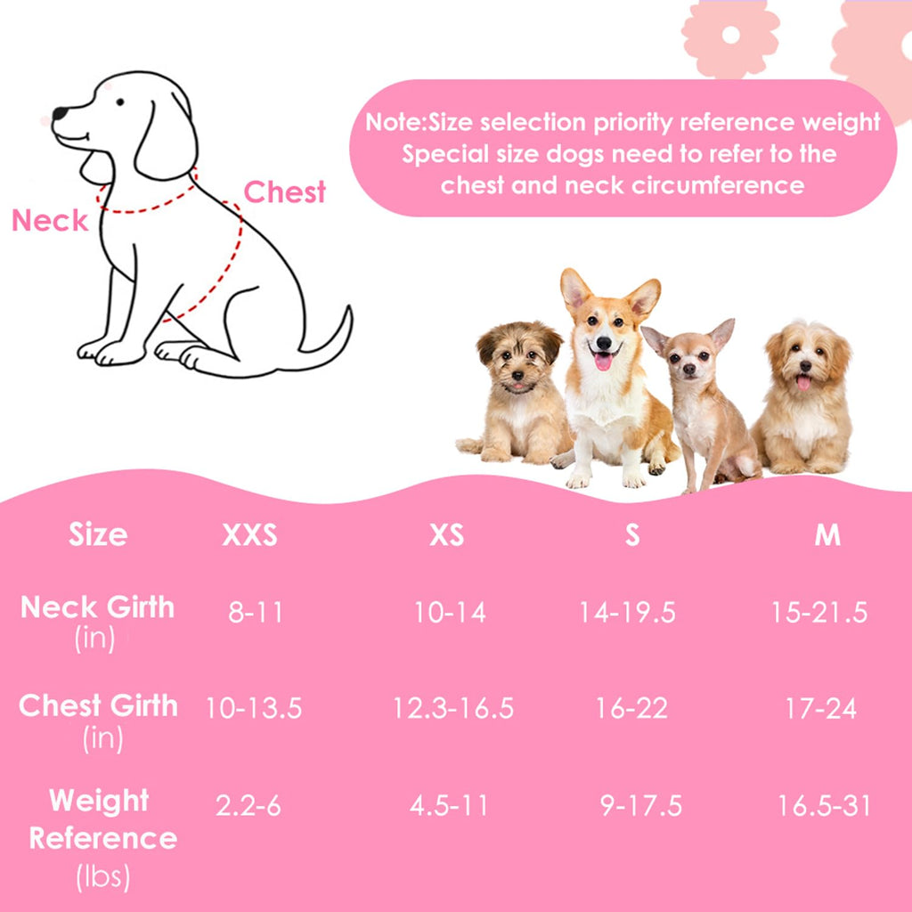 Lukovee No Pull Puppy Harness and Leash Set in Pink XXS (2.2-6 lb) - Ultra-Light 0.9oz Breathable Mesh Step-in Vest with 51in Reflective Leash for Small Dogs