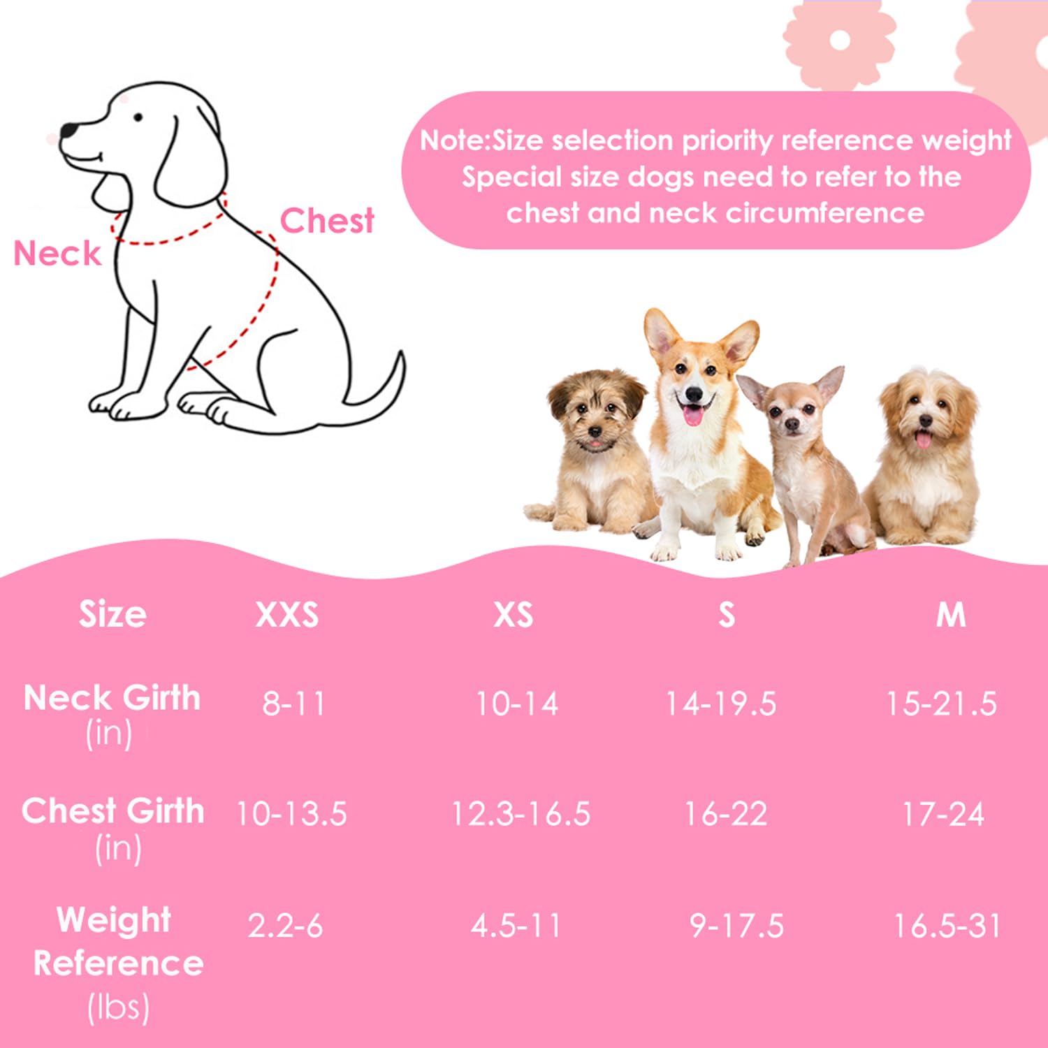 Lukovee No Pull Puppy Harness and Leash Set in Pink XXS (2.2-6 lb) - Ultra-Light 0.9oz Breathable Mesh Step-in Vest with 51in Reflective Leash for Small Dogs