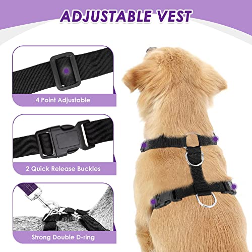 Lukovee Purple X-Small Dog Car Harness with Mesh Vest and Elastic Bungee Tether – 2-in-1 Safety Restraint for Small Dogs
