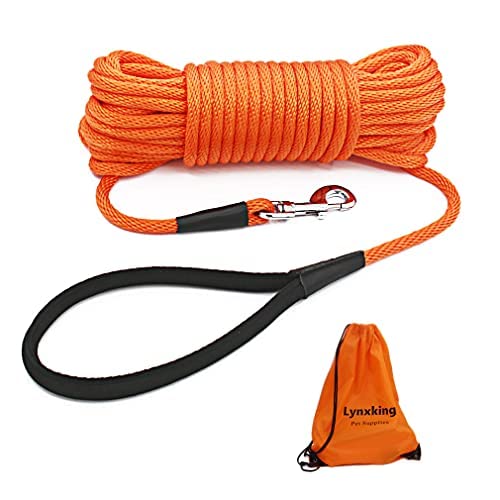 Lynxking 30ft Check Cord Dog Leash - No Tangle, Floating, Heavy Duty Training Rope for Small to Large Dogs