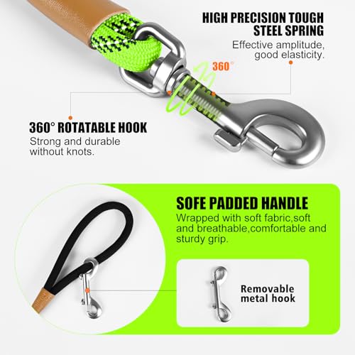 Lynxking Reflective Long Dog Leash 50ft x 3/8in - Heavy Duty Check Cord with Padded Handle for Training and Night Walks
