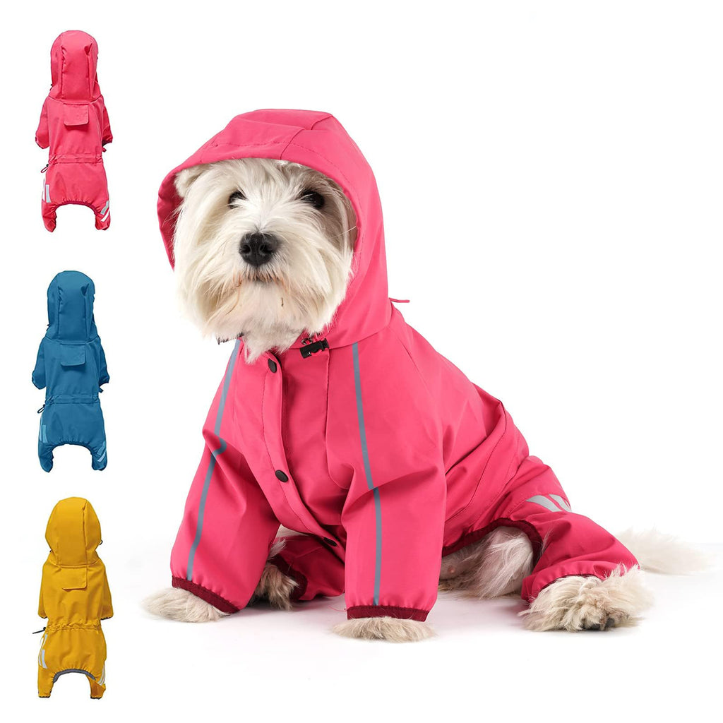 Mabawa Dog Raincoat Waterproof Reflective Jacket with Hood for Small Medium Dogs Pink Size M