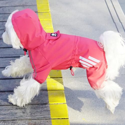 Mabawa Dog Raincoat Waterproof Reflective Jacket with Hood for Small Medium Dogs Pink Size M