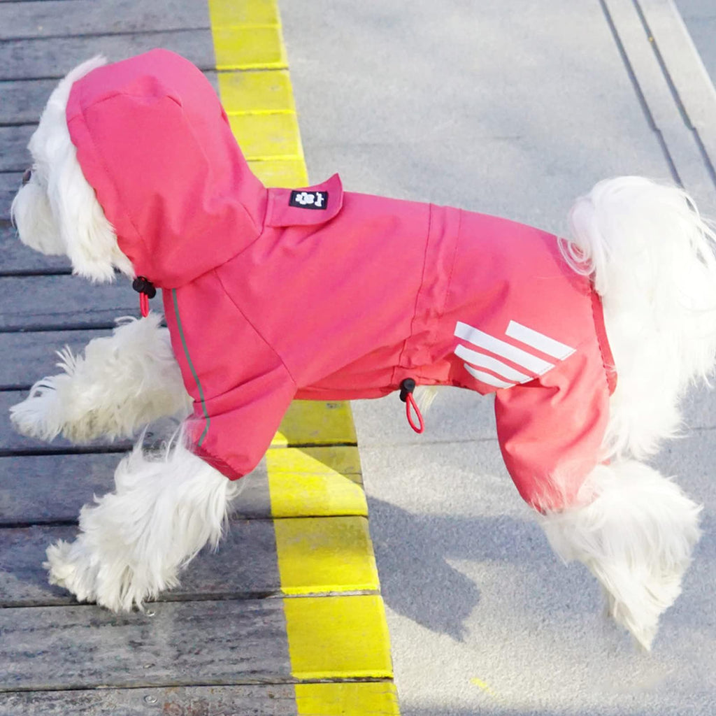 Mabawa Dog Raincoat Waterproof Reflective Jacket with Hood for Small Medium Dogs Pink Size M