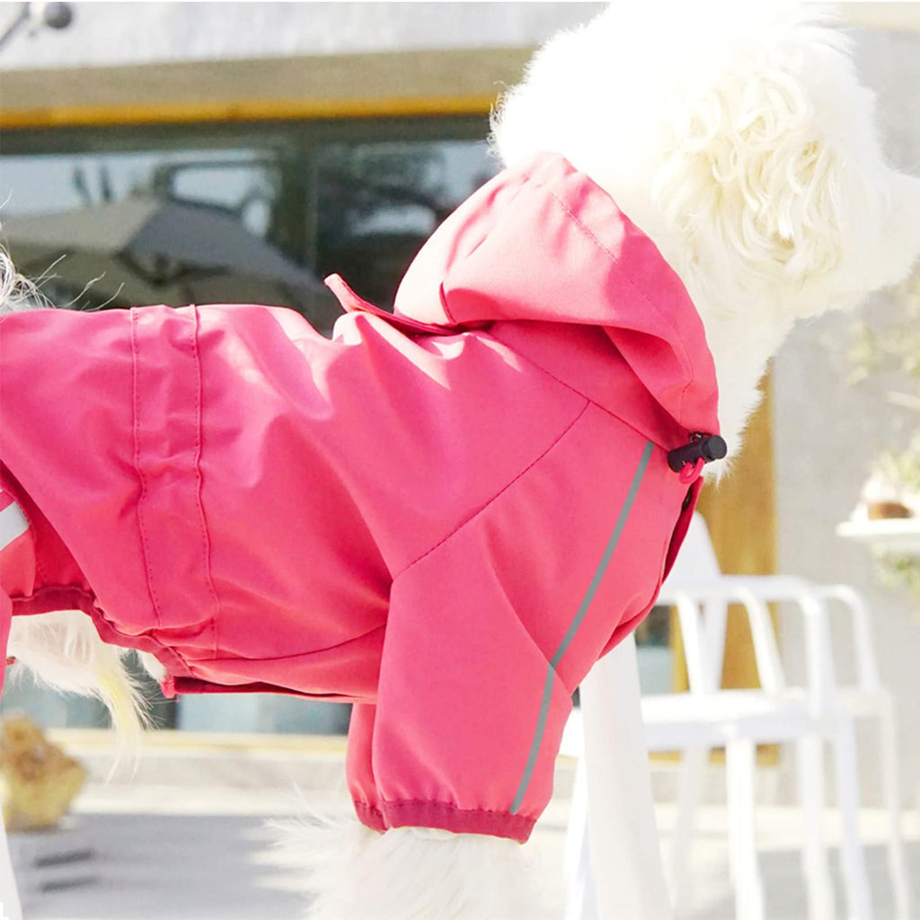 Mabawa Dog Raincoat Waterproof Reflective Jacket with Hood for Small Medium Dogs Pink Size M