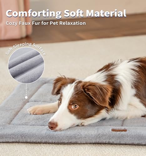 MADE 4 PETS Dog Crate Pad for Small Dogs - 24x18 inch Washable, Reversible Faux Fur Kennel Mat