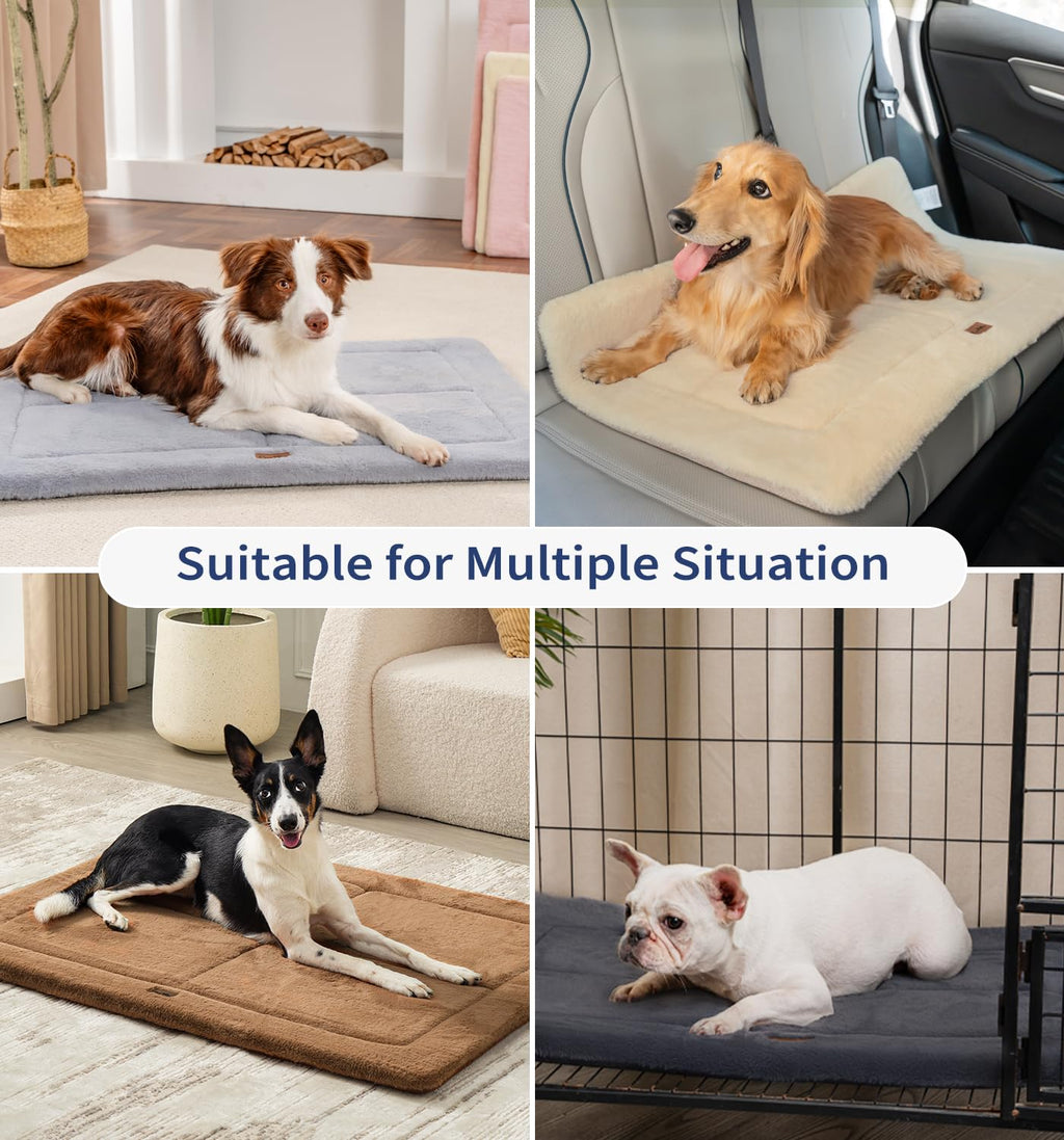 MADE 4 PETS Dog Crate Pad for Small Dogs - 24x18 inch Washable, Reversible Faux Fur Kennel Mat