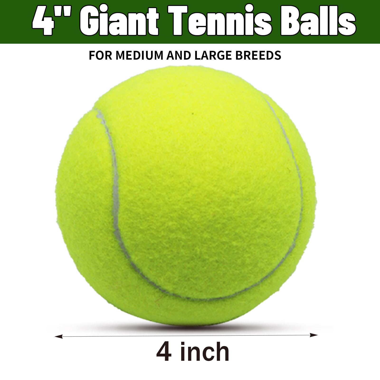 Magicorange 4 Inch Oversized Tennis Balls for Dogs – 2 Pack Fluorescent Multicolor Giant Pet Chew Toy with Mesh Bag