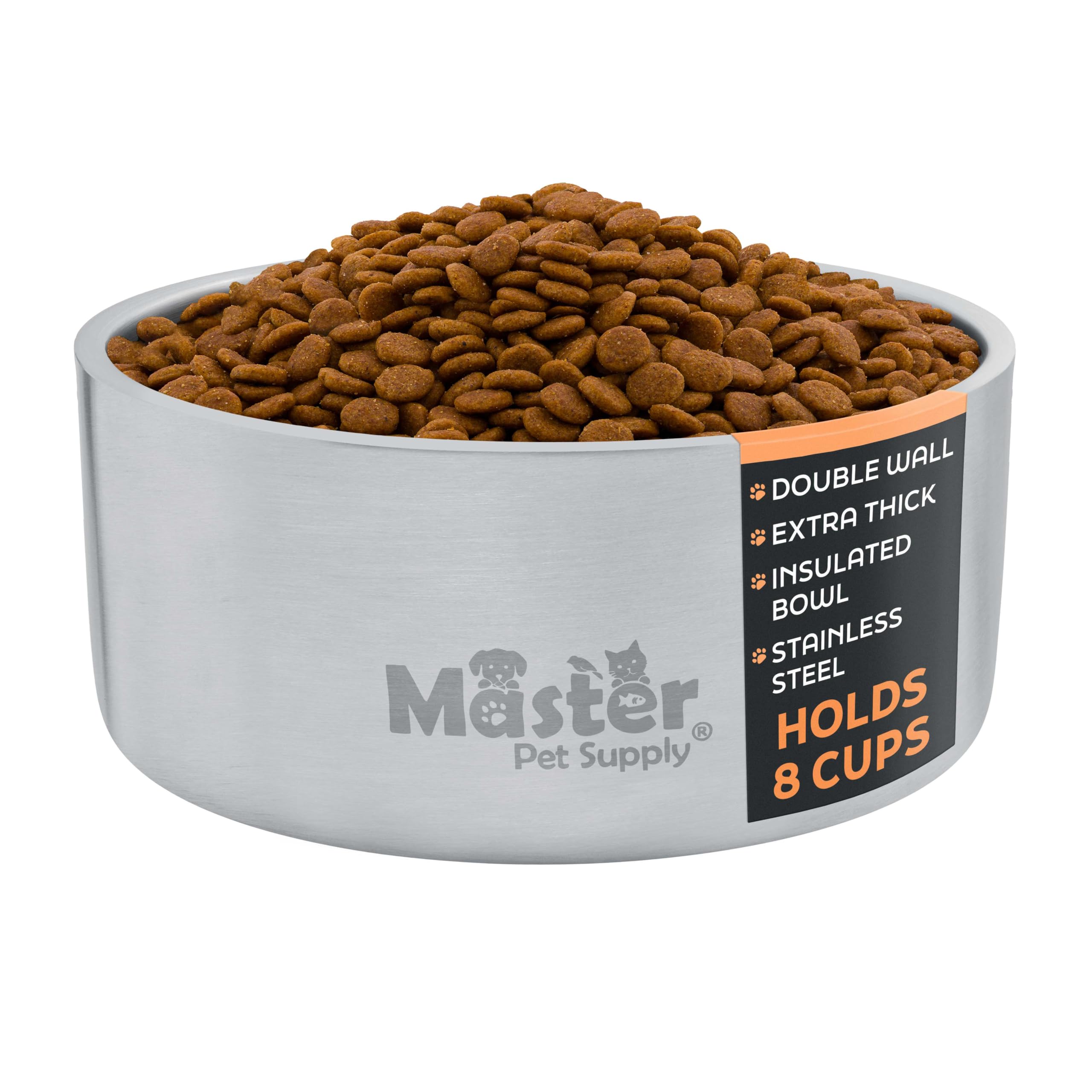 Master Pet Supply 64 oz Stainless Steel Dog Bowl – Insulated, Non-Slip, Dishwasher Safe