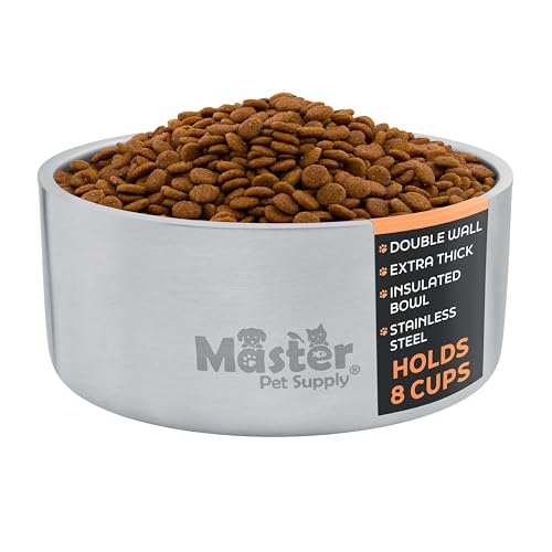 Master Pet Supply 64 oz Stainless Steel Dog Bowl – Insulated, Non-Slip, Dishwasher Safe