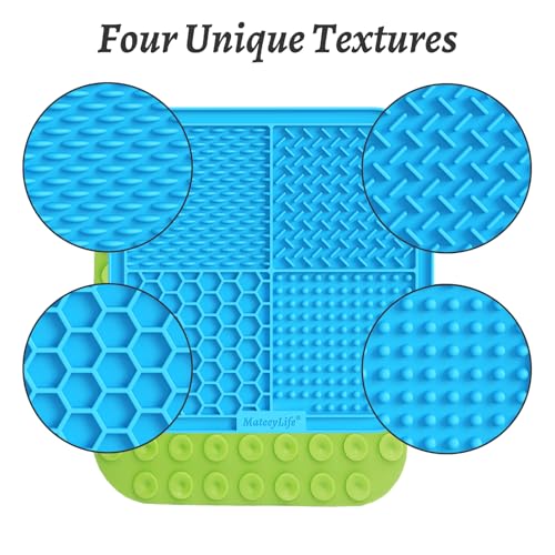 MateeyLife 2-Pack Large Silicone Lick Mat for Dogs and Cats – Anxiety Relief, Slow Feeding, Suction Cups – Blue & Green