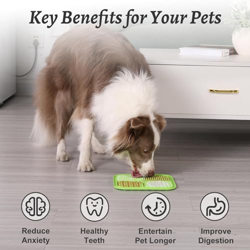 MateeyLife 2-Pack Large Silicone Lick Mat for Dogs and Cats – Anxiety Relief, Slow Feeding, Suction Cups – Blue & Green
