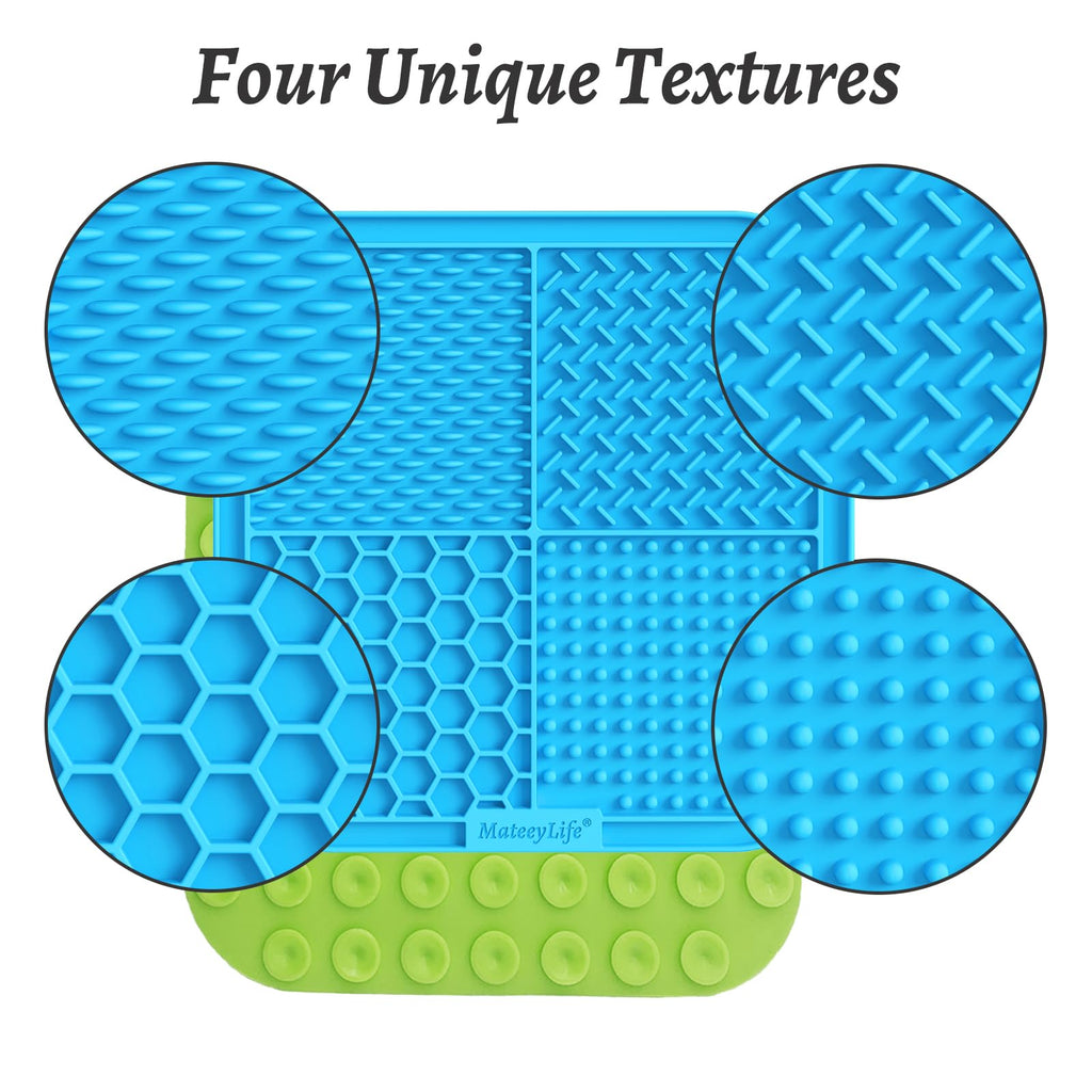 MateeyLife 2-Pack Large Silicone Lick Mat for Dogs and Cats – Anxiety Relief, Slow Feeding, Suction Cups – Blue & Green