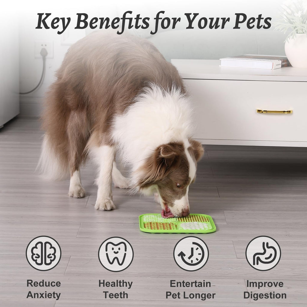 MateeyLife 2-Pack Large Silicone Lick Mat for Dogs and Cats – Anxiety Relief, Slow Feeding, Suction Cups – Blue & Green