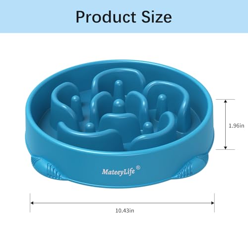 MateeyLife Large Slow Feeder Dog Bowls (2-Pack) – Anti-Choking Maze Design, Non-Slip Base, 4 Cups Capacity, Purple & Dark Blue