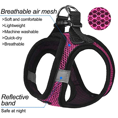 Matilor Air Mesh Step-in Dog Harness for Small Dogs – Pink, X-Small with Leash
