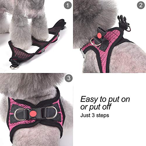 Matilor X-Large Pink Dog Harness – Step-In Air Mesh Vest for Small to Medium Dogs with Leash