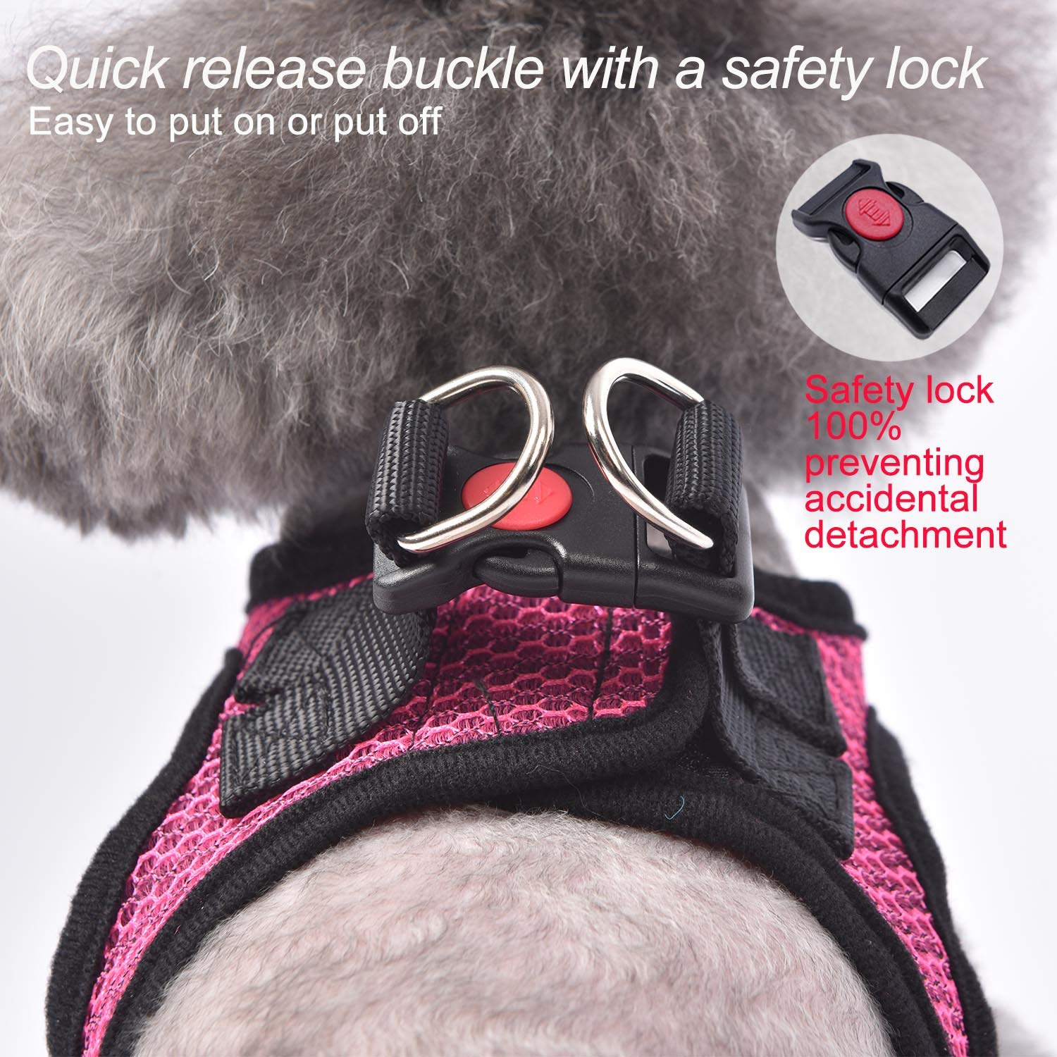 Matilor X-Large Pink Dog Harness – Step-In Air Mesh Vest for Small to Medium Dogs with Leash