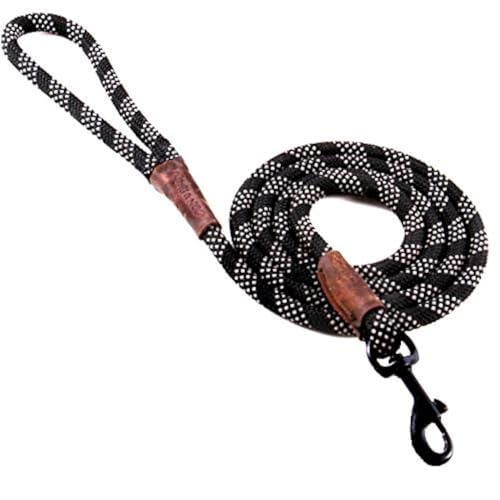 Max and Neo 6ft Reflective Rope Dog Leash (Black) - 1:1 Donation to Rescue
