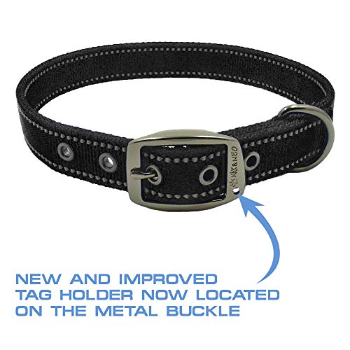 Max and Neo Reflective Metal Buckle Dog Collar (Medium, Black) - Donates a Collar to Rescue