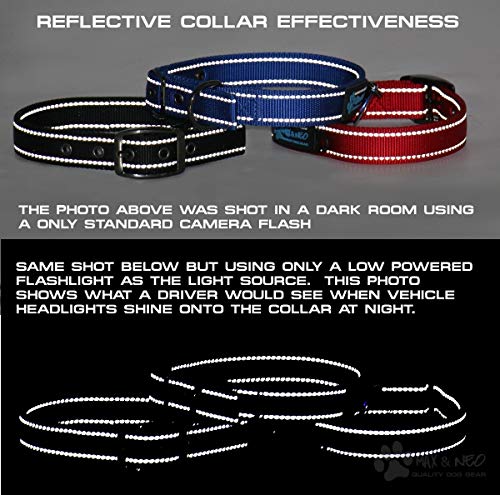 Max and Neo Reflective Metal Buckle Dog Collar (Medium, Black) - Donates a Collar to Rescue