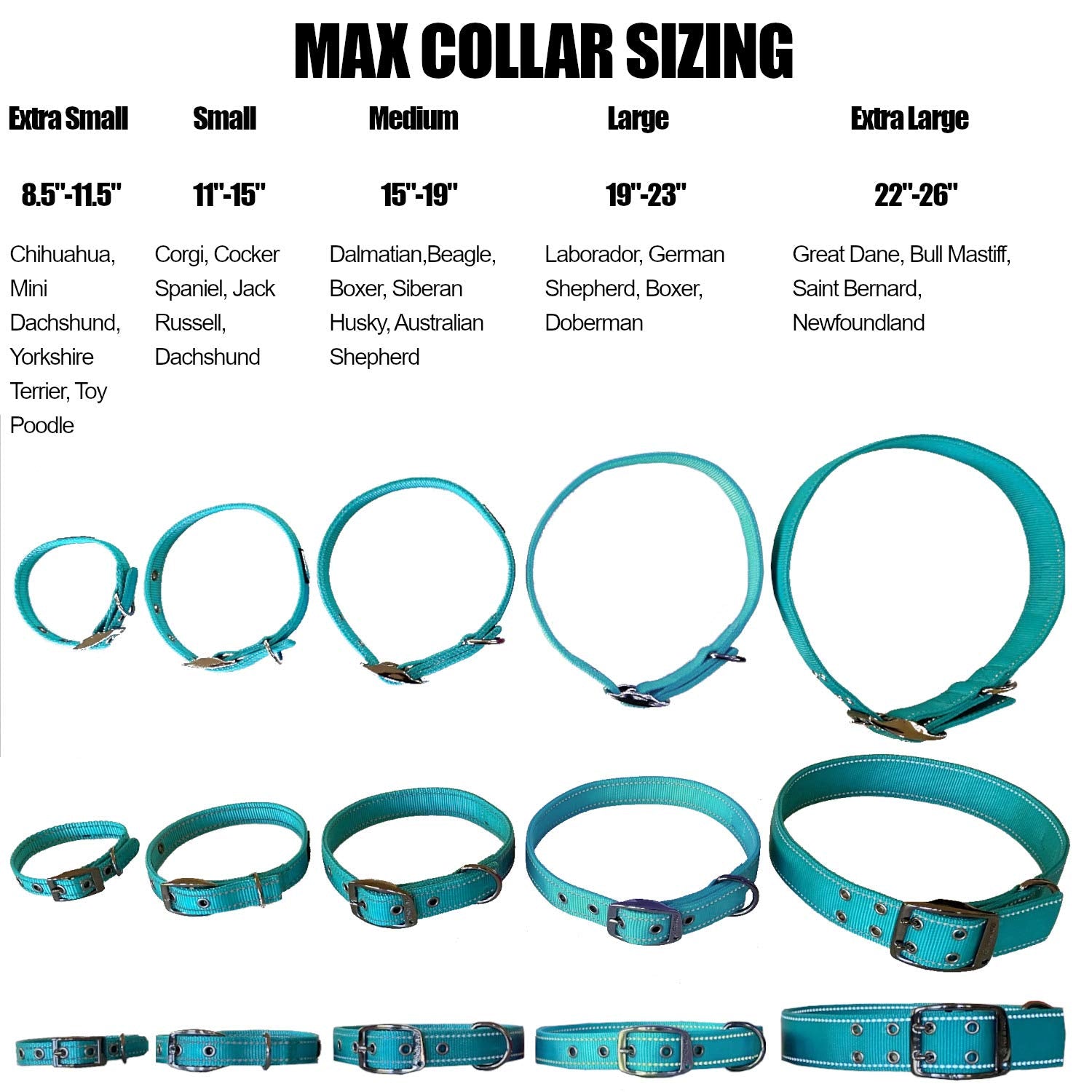 Max and Neo Reflective Metal Buckle Dog Collar (Medium, Black) - Donates a Collar to Rescue