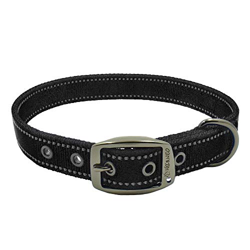 Max and Neo Reflective Metal Buckle Dog Collar (Medium, Black) - Donates a Collar to Rescue